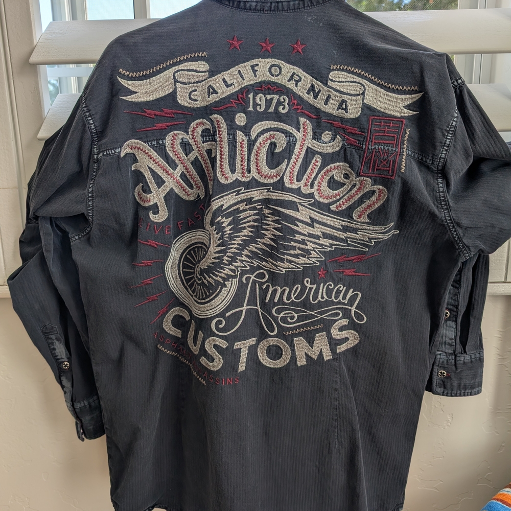 Affliction Black Casual Button Down Shirt